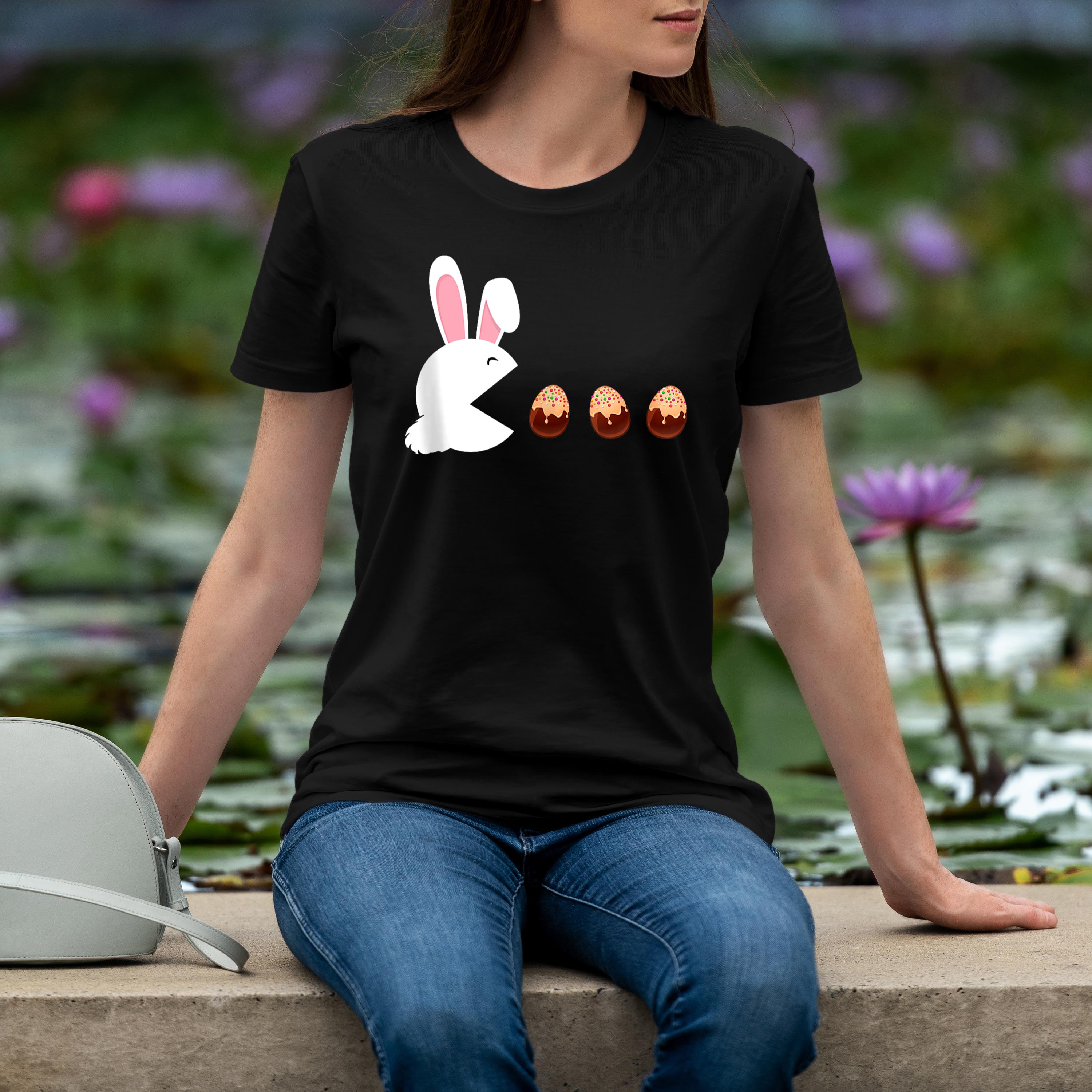 Funny Easter Rabbit Eating Chocolate Eggs Easter Bunnies Shirt 